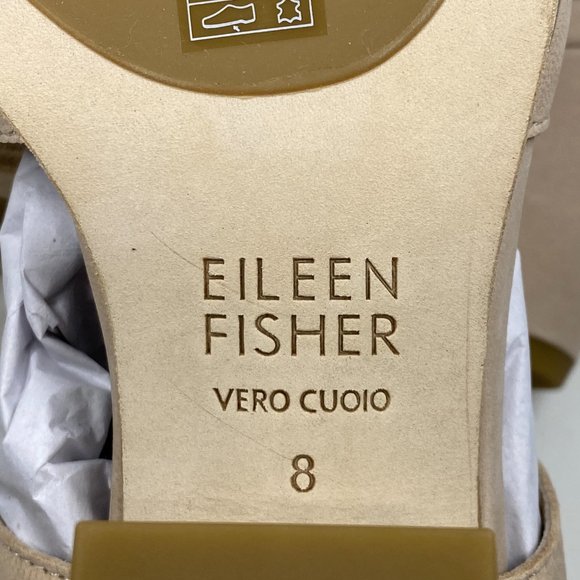 Eileen Fisher Doe Sandal Lino Size 8 Block Heel - Picture 9 of 11